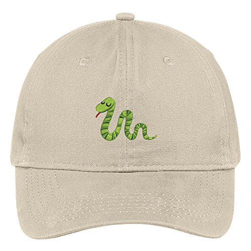 Trendy Apparel Shop Slithering Snake Embroidered Soft Crown 100% Brushed Cotton Cap