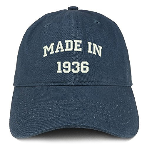 Trendy Apparel Shop Made in 1936 Text Embroidered 85th Birthday Brushed Cotton Cap