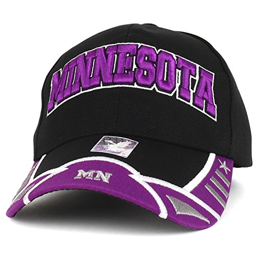 Trendy Apparel Shop Minnesota State Text 3D Embroidered Adjustable Baseball Cap - Black Purple