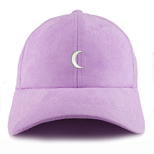 Trendy Apparel Shop Crescent Moon Embroidered Faux Suede Leather Adjustable Cap