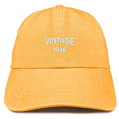 Trendy Apparel Shop Small Vintage 1986 Embroidered 35th Birthday Washed Pigment Dyed Cap