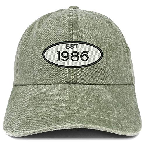 Trendy Apparel Shop 35th Birthday Established 1986 Washed Cotton Adjustable Cap