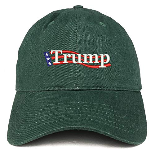 Trendy Apparel Shop Trump Wavy Flag Embroidered 100% Cotton Adjustable Cap Dad Hat