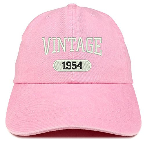 Trendy Apparel Shop Vintage 1954 Embroidered 67th Birthday Soft Crown Washed Cotton Cap