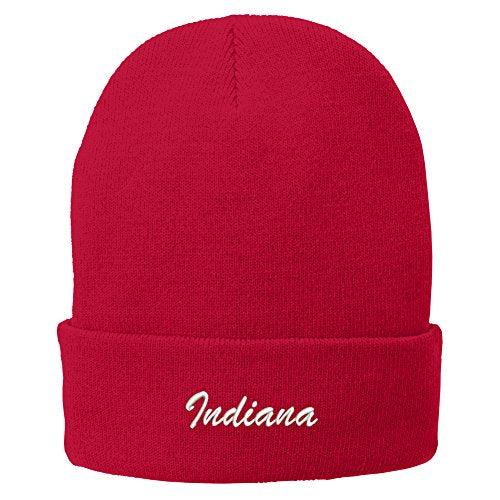 Trendy Apparel Shop Indiana Embroidered Winter Folded Long Beanie