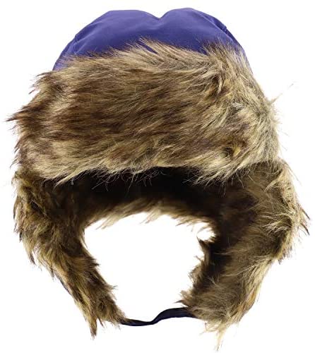 Trendy Apparel Shop Youth Size Boy's Nylon Faux Fur Trimmed Trooper Hat - Navy