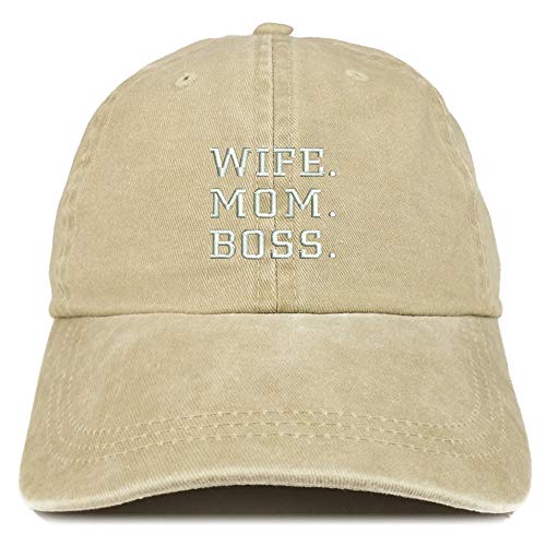 Trendy Apparel Shop Wife Mom Boss Embroidered Washed Cotton Adjustable Cap