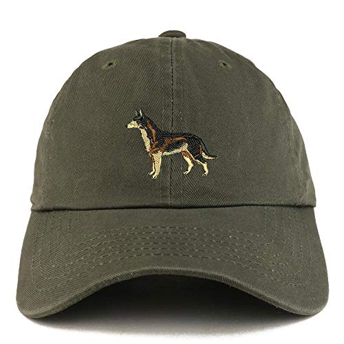 Trendy Apparel Shop Dark German Shepherd Dog Embroidered Low Profile Soft Cotton Dad Hat Cap