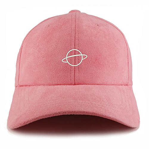 Trendy Apparel Shop Planet Embroidered Faux Suede Leather Adjustable Cap