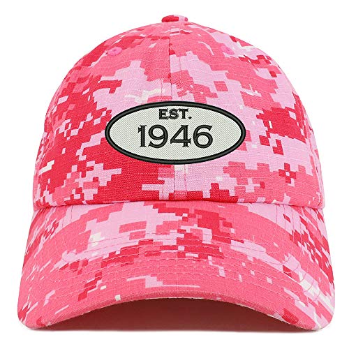 Trendy Apparel Shop 75th Birthday Established Year Soft Crown Brushed Cotton Cap