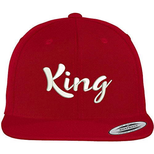 Trendy Apparel Shop King Script Embroidered Flat Bill Snapback Baseball Cap