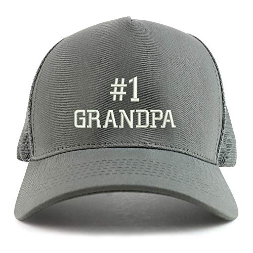 Trendy Apparel Shop Number #1 Grandpa Embroidered Oversized 5 Panel XXL Trucker Mesh Cap