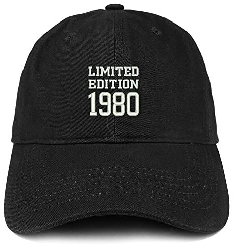 Trendy Apparel Shop Limited Edition 1980 Embroidered Birthday Gift Brushed Cotton Cap