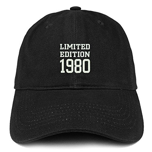 Trendy Apparel Shop Limited Edition 1980 Embroidered Birthday Gift Brushed Cotton Cap