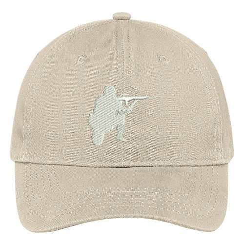 Trendy Apparel Shop Soldier Silhouette Embroidered Low Profile Soft Cotton Brushed Cap