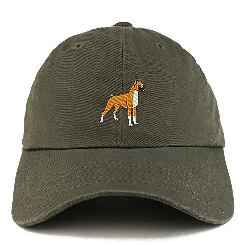 Trendy Apparel Shop Boxer Dog Embroidered Low Profile Soft Cotton Dad Hat Cap