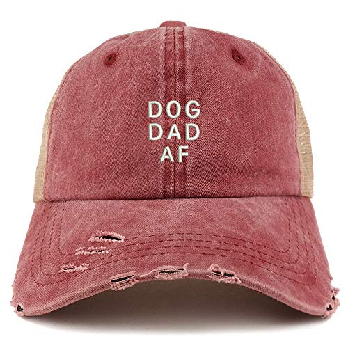 Trendy Apparel Shop Dog Dad AF Washed Front Mesh Back Frayed Bill Cap