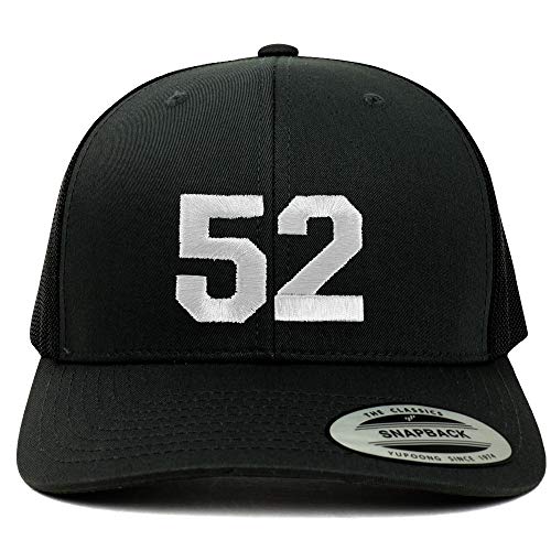 Trendy Apparel Shop Number 52 White Thread Embroidered Retro Trucker Mesh Cap