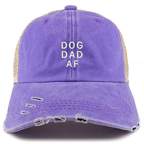 Trendy Apparel Shop Dog Dad AF Washed Front Mesh Back Frayed Bill Cap