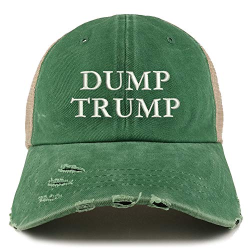 Trendy Apparel Shop Dump Trump Washed Front Frayed Bill Trucker Cap