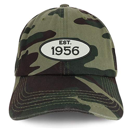 Trendy Apparel Shop 65th Birthday Established 1956 Soft Crown Brushed Cotton Cap