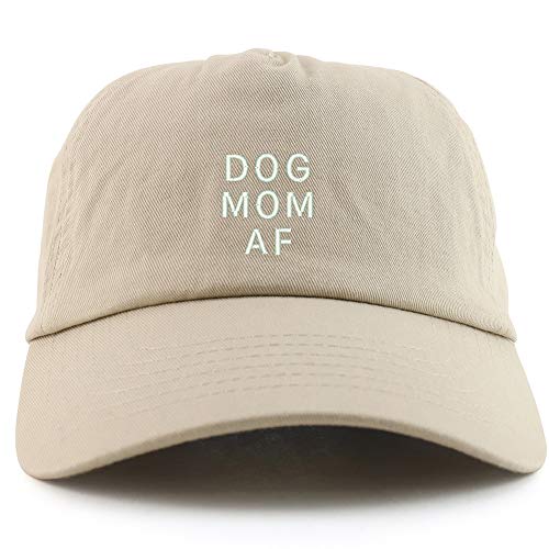 Trendy Apparel Shop Dog Mom AF Embroidered 5 Panel Unstructured Soft Crown Baseball Cap