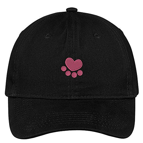 Trendy Apparel Shop Heart Paw Embroidered Low Profile Soft Cotton Brushed Baseball Cap