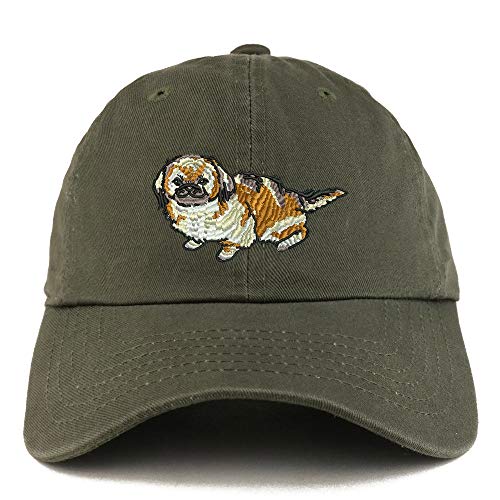 Trendy Apparel Shop Pekingese Dog Embroidered Low Profile Soft Cotton Dad Hat Cap