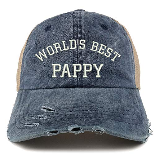 Trendy Apparel Shop World's Best Pappy Washed Front Mesh Back Frayed Bill Cap