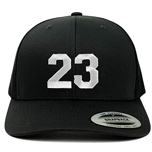 Trendy Apparel Shop Number 23 White Thread Embroidered Retro Trucker Mesh Cap