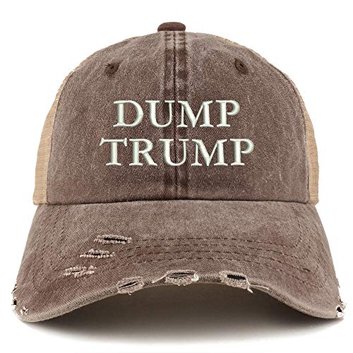 Trendy Apparel Shop Dump Trump Washed Front Frayed Bill Trucker Cap