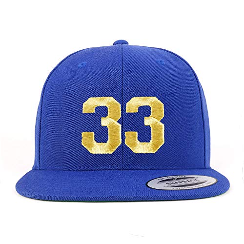 Trendy Apparel Shop Number 33 Gold Thread Flat Bill Snapback Baseball Cap