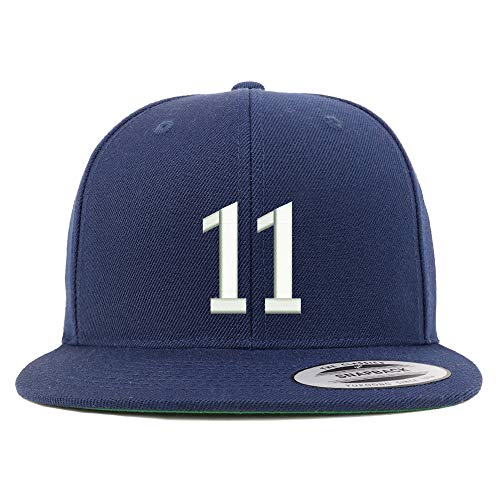 Trendy Apparel Shop Number 11 Embroidered Snapback Flatbill Baseball Cap