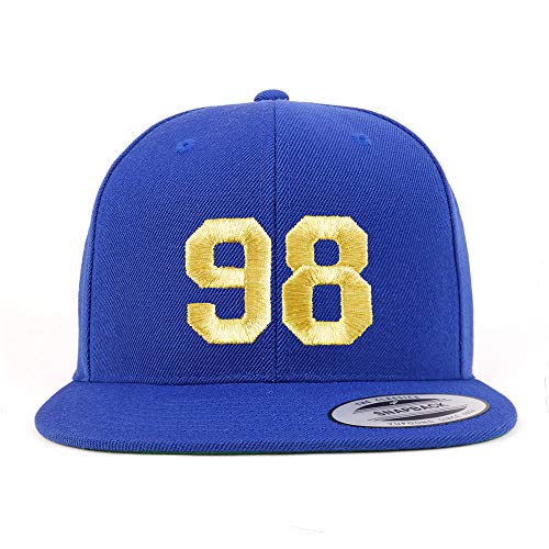 Trendy Apparel Shop Number 98 Gold Thread Flat Bill Snapback Baseball Cap