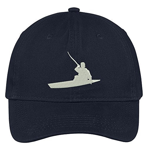 Trendy Apparel Shop Kayaker Silhouette Embroidered Low Profile Soft Cotton Brushed Baseball Cap