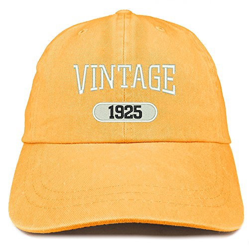 Trendy Apparel Shop Vintage 1925 Embroidered 96th Birthday Soft Crown Washed Cotton Cap