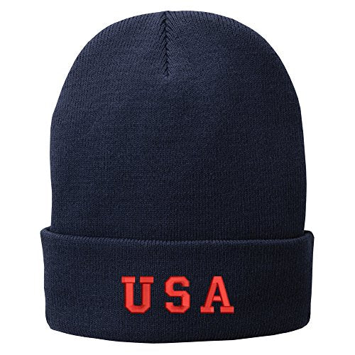 Trendy Apparel Shop USA Red Embroidered Winter Knitted Long Beanie