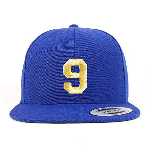 Trendy Apparel Shop Number 9 Gold Thread Flat Bill Snapback Baseball Cap