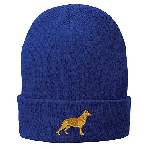 Trendy Apparel Shop German Shepherd Embroidered Winter Knitted Long Beanie