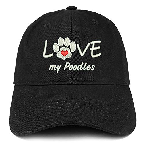 Trendy Apparel Shop I Love My Poodles Embroidered Soft Crown 100% Brushed Cotton Cap