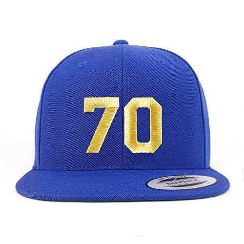 Trendy Apparel Shop Number 70 Gold Thread Flat Bill Snapback Baseball Cap