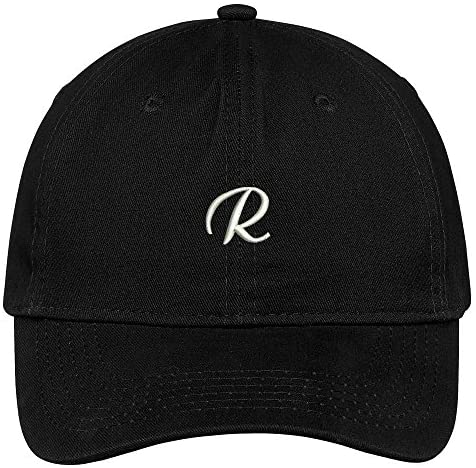 Trendy Apparel Shop Letter R Small Script Font Embroidered Adjustable Cotton Cap