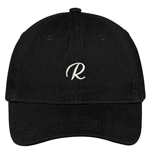 Trendy Apparel Shop Letter R Small Script Font Embroidered Adjustable Cotton Cap