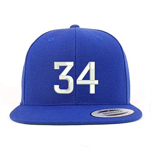 Trendy Apparel Shop Number 34 Embroidered Snapback Flatbill Baseball Cap