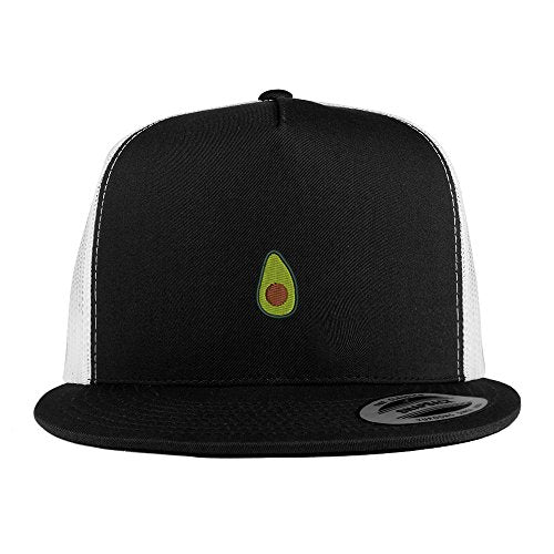 Trendy Apparel Shop Avocado Embroidered 5 Panel Flat Bill 2-Tone Trucker Mesh Cap