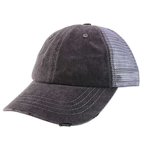 Trendy Apparel Shop Oversized XXL Pigment Dyed Distressed Trucker Baseball Cap