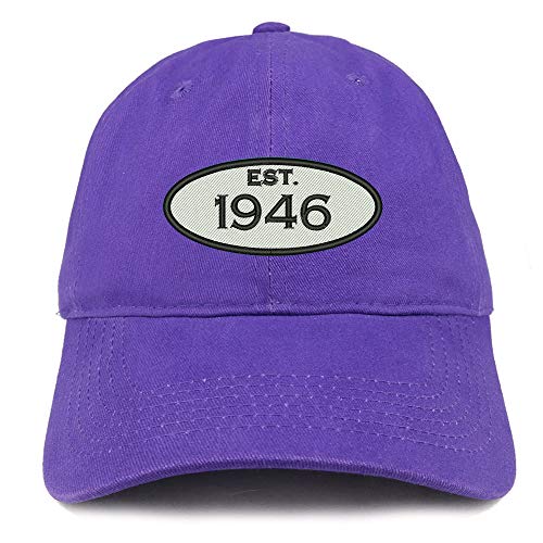 Trendy Apparel Shop 75th Birthday Established Year Soft Crown Brushed Cotton Cap