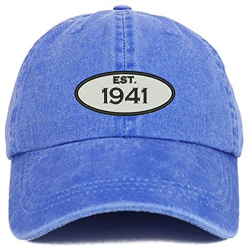 Trendy Apparel Shop 80th Birthday Established 1941 Washed Cotton Adjustable Cap