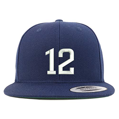 Trendy Apparel Shop Number 12 Embroidered Snapback Flatbill Baseball Cap