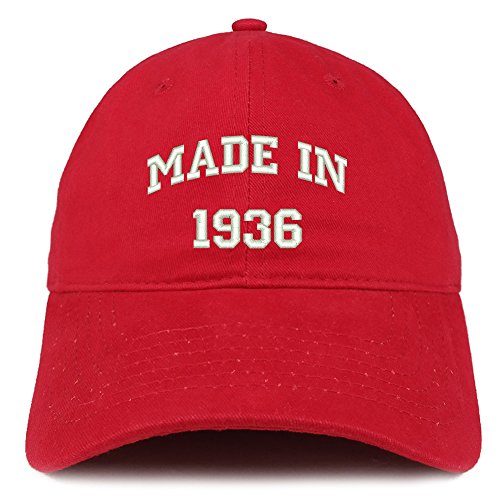 Trendy Apparel Shop Made in 1936 Text Embroidered 85th Birthday Brushed Cotton Cap